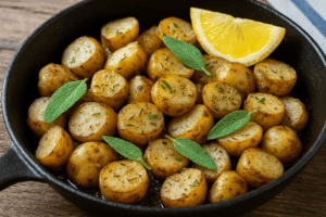 Topinambours à la provençale cuits à l’huile d’olive avec herbes de Provence